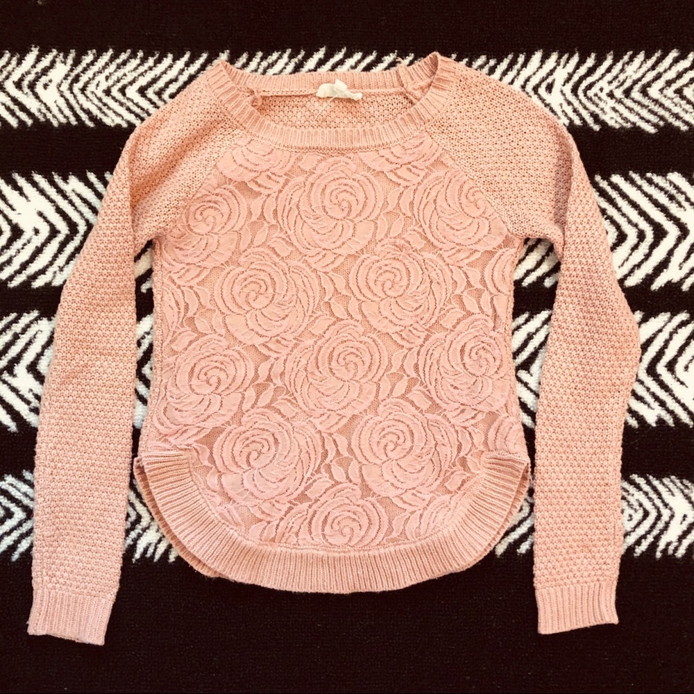 Mauve Floral Embroidered Sweater
